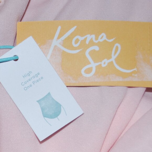 Kona Sol - Ruffle Neck One Piece Floral Bathing Suit - Size L 12-14 NWT - Picture 12 of 12